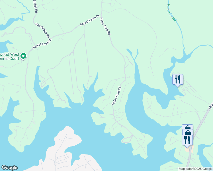 map of restaurants, bars, coffee shops, grocery stores, and more near 1128 Deer Path Lane in Moneta