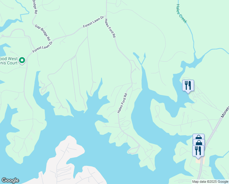 map of restaurants, bars, coffee shops, grocery stores, and more near 1128 Deer Path Lane in Moneta