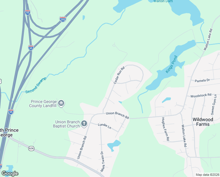 map of restaurants, bars, coffee shops, grocery stores, and more near 11340 Cedar Run Road in Petersburg