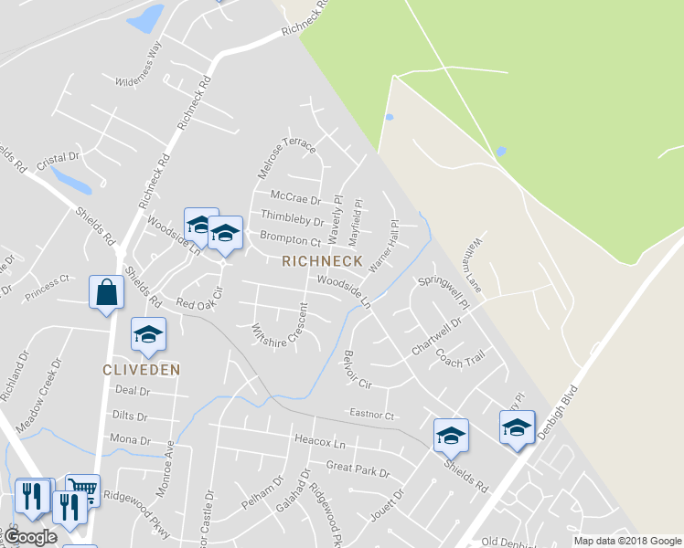 map of restaurants, bars, coffee shops, grocery stores, and more near 880 Melrose Terrace in Newport News