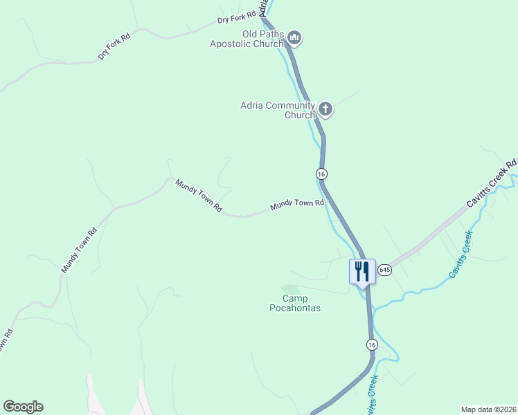 map of restaurants, bars, coffee shops, grocery stores, and more near 1598 Mundytown Road in Tazewell