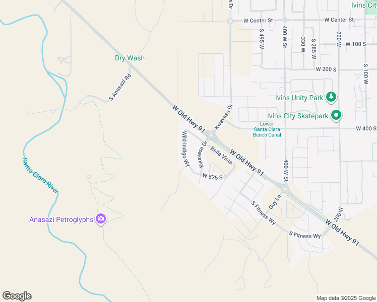 map of restaurants, bars, coffee shops, grocery stores, and more near 477 Wild Indigo Way in Ivins