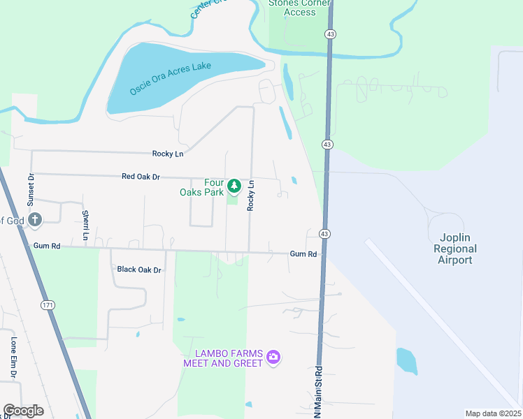 map of restaurants, bars, coffee shops, grocery stores, and more near 115 Rocky Lane in Carl Junction