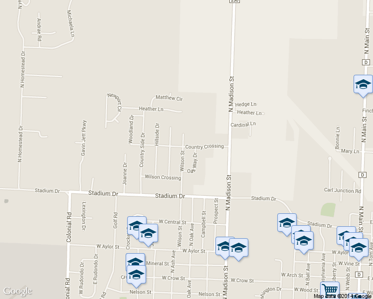 map of restaurants, bars, coffee shops, grocery stores, and more near 1035 Wilson Street in Webb City