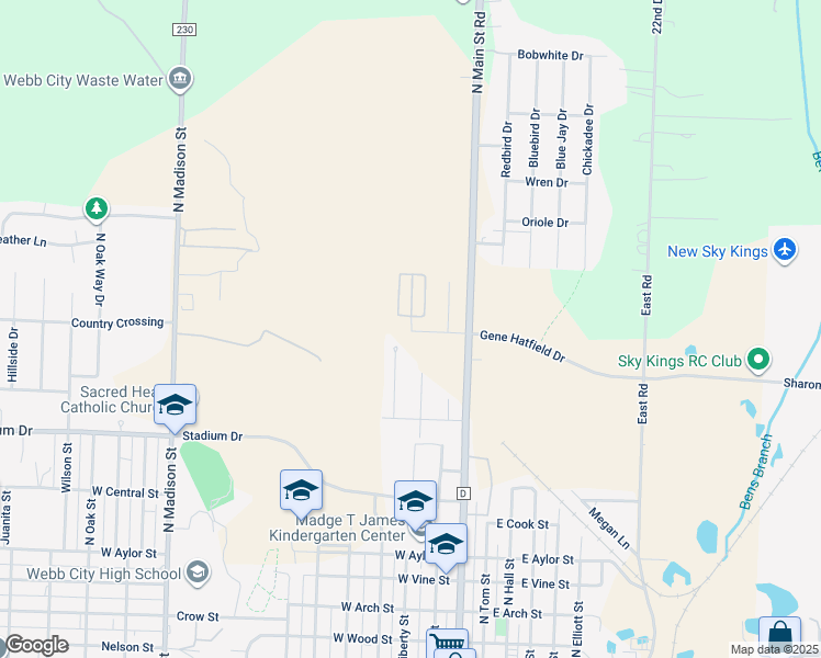 map of restaurants, bars, coffee shops, grocery stores, and more near Mary Lane in Webb City