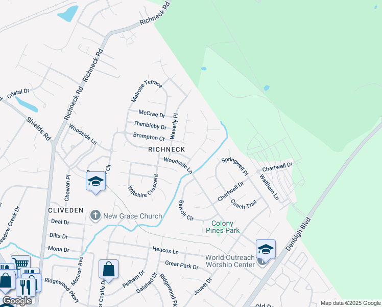 map of restaurants, bars, coffee shops, grocery stores, and more near 429 Warner Hall Pl in Newport News