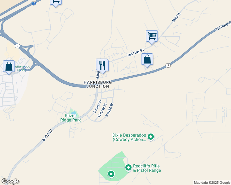 map of restaurants, bars, coffee shops, grocery stores, and more near 123 S 6150 W in Hurricane