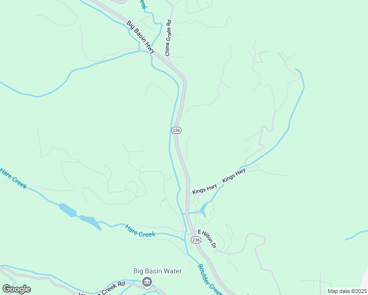 map of restaurants, bars, coffee shops, grocery stores, and more near 17290 Big Basin Way in Boulder Creek
