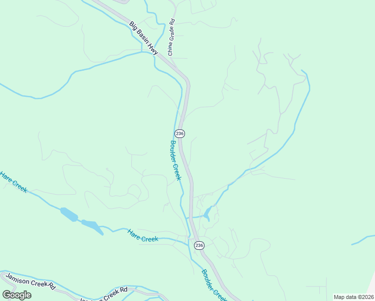 map of restaurants, bars, coffee shops, grocery stores, and more near 17290 Big Basin Way in Boulder Creek