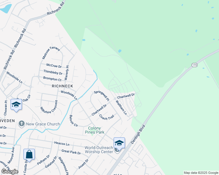 map of restaurants, bars, coffee shops, grocery stores, and more near 1001 Melbourne St in Newport News