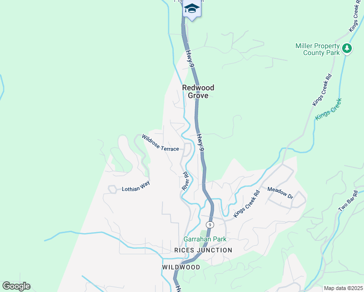 map of restaurants, bars, coffee shops, grocery stores, and more near 815 River Road in Boulder Creek