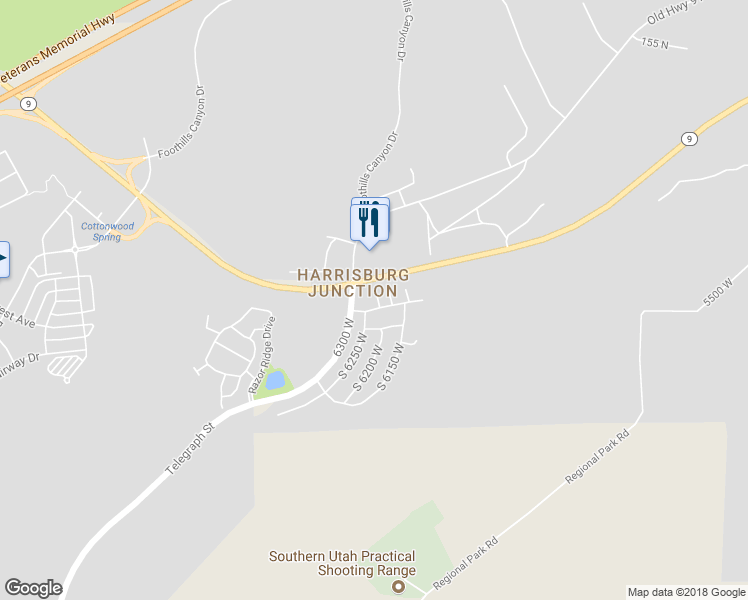 map of restaurants, bars, coffee shops, grocery stores, and more near 69 South 6225 West in Hurricane