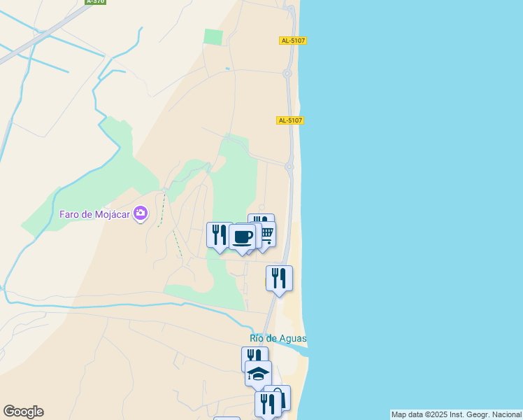 map of restaurants, bars, coffee shops, grocery stores, and more near 2 Plaza de Europa in Mojácar