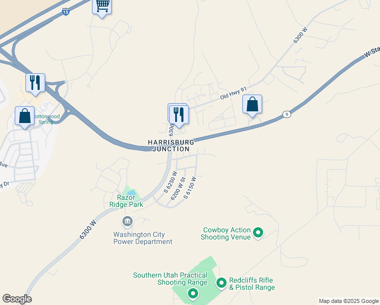 map of restaurants, bars, coffee shops, grocery stores, and more near 73 South 6175 West in Hurricane