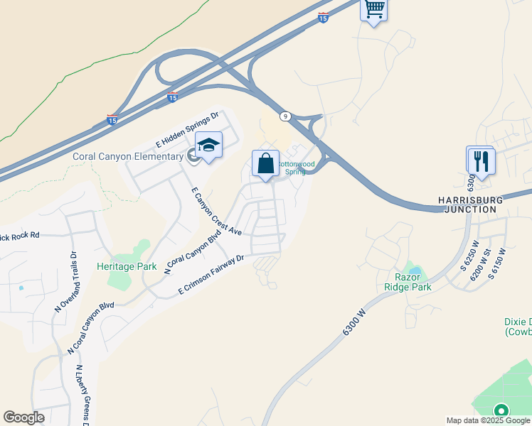 map of restaurants, bars, coffee shops, grocery stores, and more near 3747 East Sandstone Way in Washington