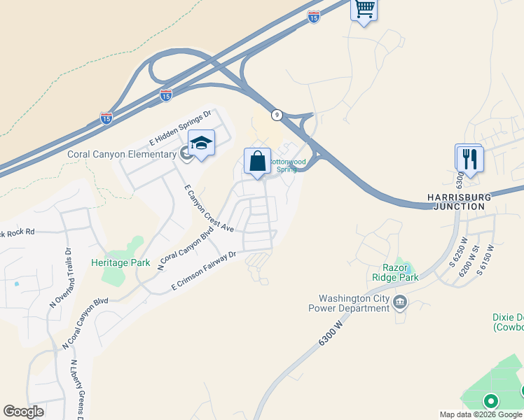 map of restaurants, bars, coffee shops, grocery stores, and more near 5728 North Sand Sage Avenue in Washington