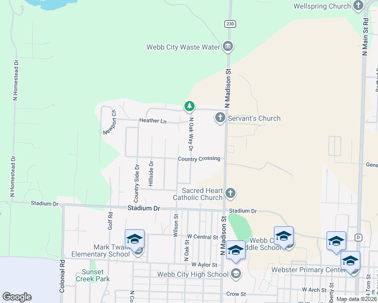 map of restaurants, bars, coffee shops, grocery stores, and more near 1035 Wilson Street in Webb City