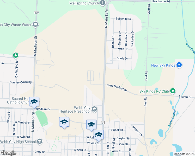 map of restaurants, bars, coffee shops, grocery stores, and more near Mary Ln in Webb City