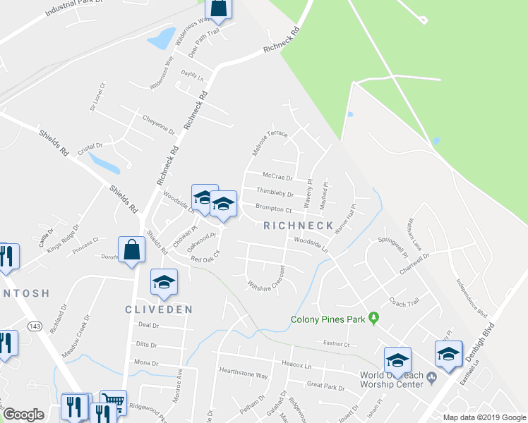 map of restaurants, bars, coffee shops, grocery stores, and more near 856 Brompton Court in Newport News