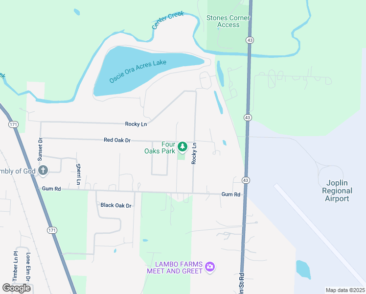map of restaurants, bars, coffee shops, grocery stores, and more near 202 Rocky Lane in Carl Junction