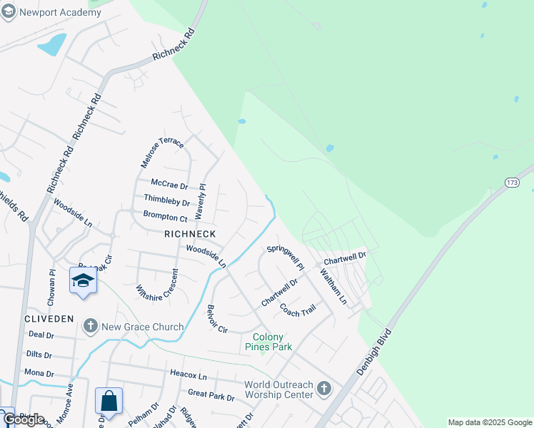map of restaurants, bars, coffee shops, grocery stores, and more near 904 Abingdon Court in Newport News