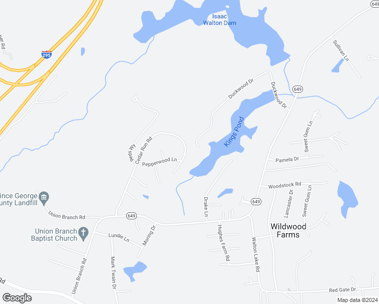 map of restaurants, bars, coffee shops, grocery stores, and more near 11424 Cedar Run Road in Petersburg