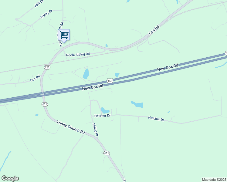 map of restaurants, bars, coffee shops, grocery stores, and more near 8103 Siding Drive in Church Road