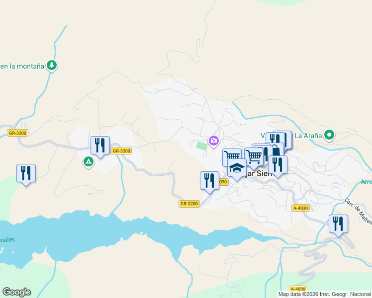 map of restaurants, bars, coffee shops, grocery stores, and more near 8 Calle Orilla Perales in Güejar Sierra