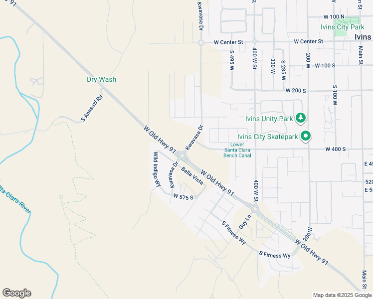 map of restaurants, bars, coffee shops, grocery stores, and more near 664 Kwavasa Drive in Ivins