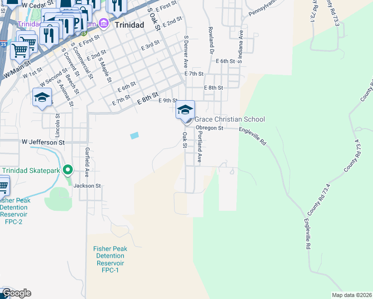 map of restaurants, bars, coffee shops, grocery stores, and more near 1007 Imperial Street in Trinidad