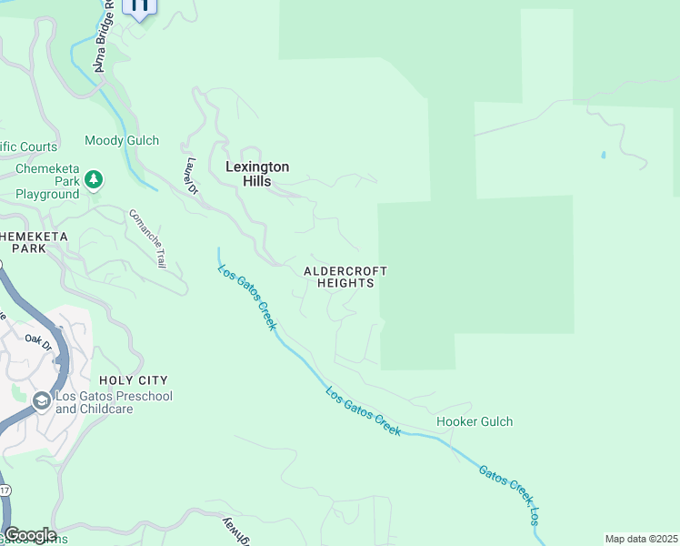 map of restaurants, bars, coffee shops, grocery stores, and more near 21386 Sunnyside Road in Los Gatos