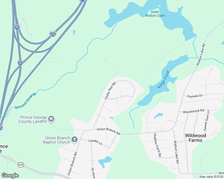 map of restaurants, bars, coffee shops, grocery stores, and more near 11365 Cedar Run Road in Petersburg