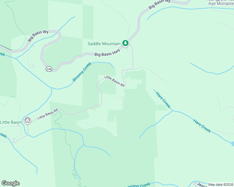 map of restaurants, bars, coffee shops, grocery stores, and more near 20604 Little Basin Road in Boulder Creek