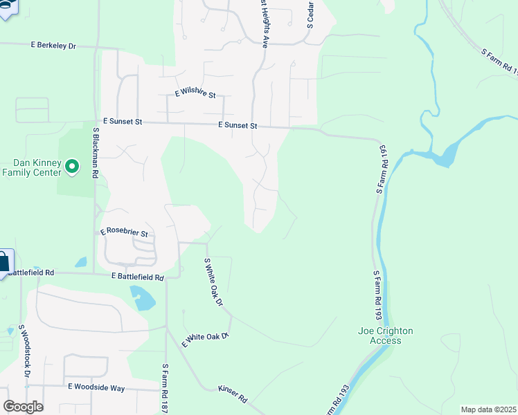 map of restaurants, bars, coffee shops, grocery stores, and more near 4255 E Ridgeview St in Springfield