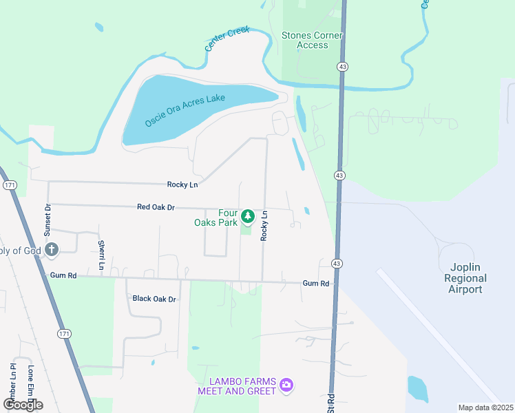 map of restaurants, bars, coffee shops, grocery stores, and more near 202 Rocky Lane in Carl Junction
