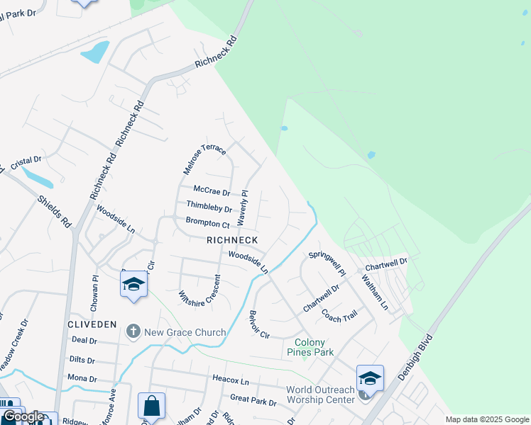 map of restaurants, bars, coffee shops, grocery stores, and more near 889 Henrico Court in Newport News
