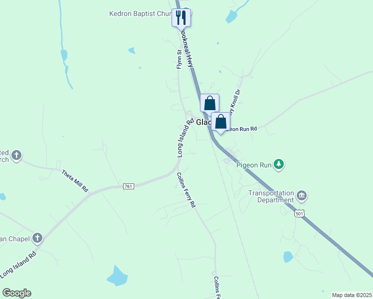 map of restaurants, bars, coffee shops, grocery stores, and more near 42 Dillon Lane in Gladys