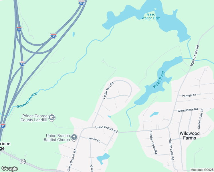 map of restaurants, bars, coffee shops, grocery stores, and more near 11365 Cedar Run Road in Petersburg