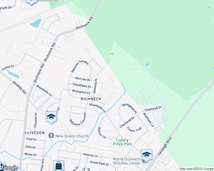 map of restaurants, bars, coffee shops, grocery stores, and more near 889 Henrico Court in Newport News