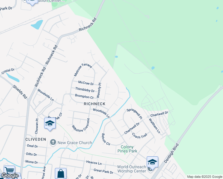 map of restaurants, bars, coffee shops, grocery stores, and more near 889 Henrico Court in Newport News