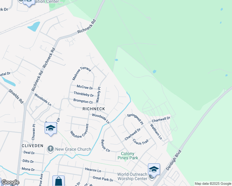 map of restaurants, bars, coffee shops, grocery stores, and more near 457 Warner Hall Place in Newport News