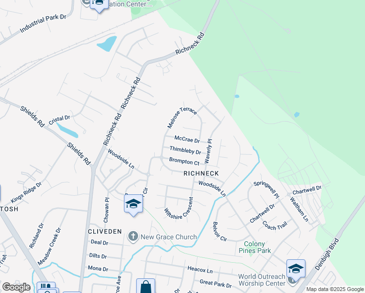 map of restaurants, bars, coffee shops, grocery stores, and more near 815 Thimbleby Drive in Newport News