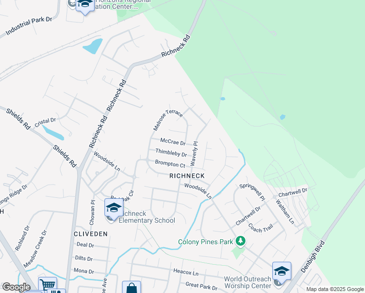 map of restaurants, bars, coffee shops, grocery stores, and more near 826 McCrae Drive in Newport News