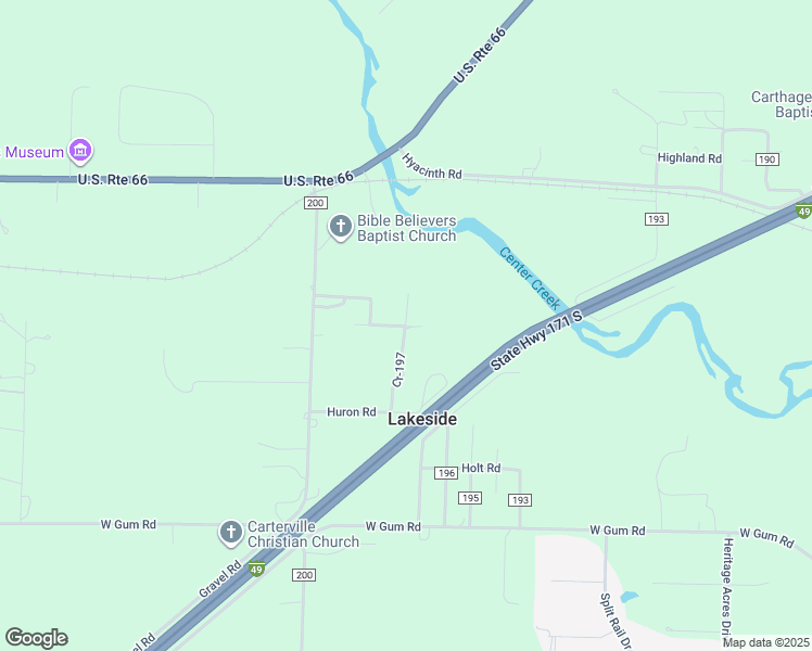map of restaurants, bars, coffee shops, grocery stores, and more near 7515 County Lane 197 in Joplin