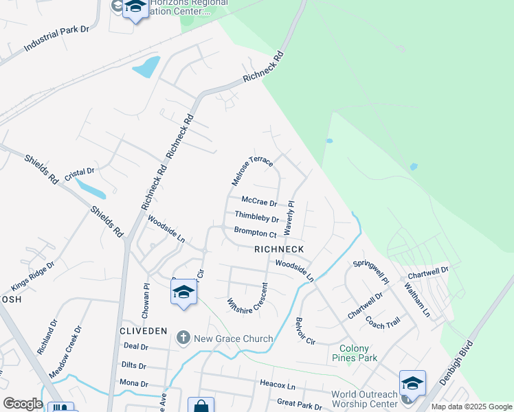 map of restaurants, bars, coffee shops, grocery stores, and more near 908 Bickerton Court in Newport News