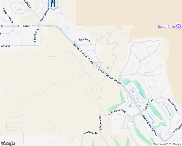 map of restaurants, bars, coffee shops, grocery stores, and more near 1500 East Black Desert Drive in Ivins