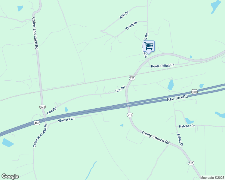 map of restaurants, bars, coffee shops, grocery stores, and more near 12108 Cox Road in Church Road