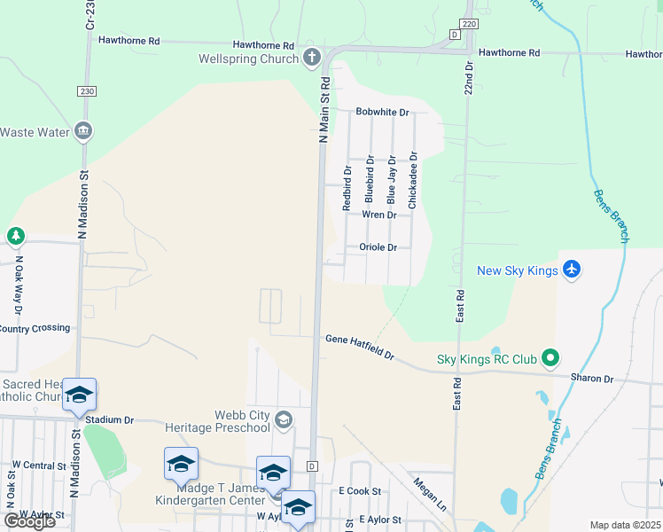 map of restaurants, bars, coffee shops, grocery stores, and more near North Main Street in Webb City