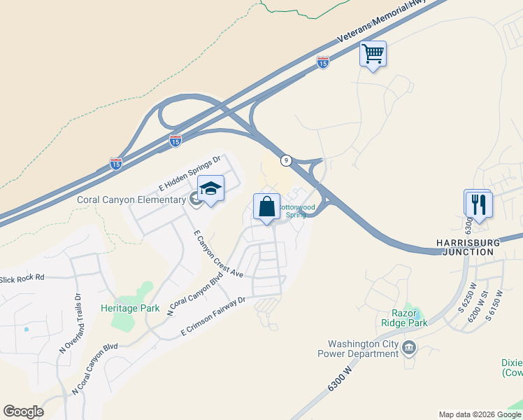 map of restaurants, bars, coffee shops, grocery stores, and more near 2326 North Park Center Drive in Washington