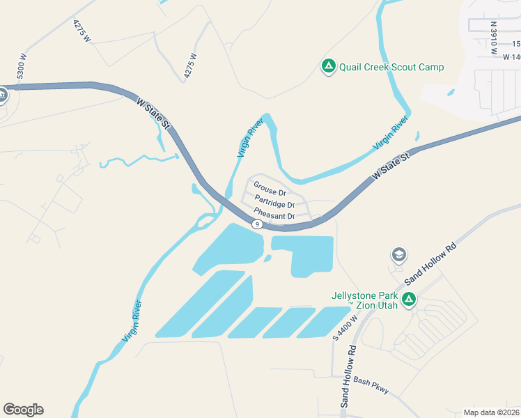 map of restaurants, bars, coffee shops, grocery stores, and more near 100 Partridge Drive in Hurricane